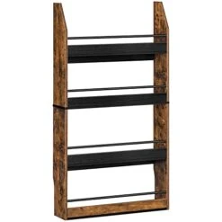 HOOBRO Kids Bookshelf, 4 Tiers Children’s Bookcase Rack, Toy Storage Bookshelf, 23.6"L X 5.9"W X 46.5"H, Save Space, Sturdy Bookshelf For Kids, For Nursery, Bedroom, Rustic Brown And Black BF128SJ01