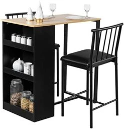 Giantex 3 Piece Pub Dining Set, Wooden Counter Height Table Set With 2 Bar Stools, Industrial Bar Table Set W/Storage, Sturdy Kitchen Table For Kitchen, Restaurant, Living Room (Brown) -Safavieh Furniture 41mXaqdWgjL. AC