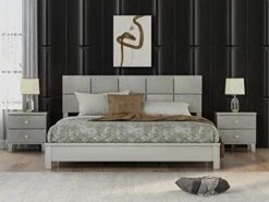 Champagne Silver 3 Pieces Bedroom Furniture Set Size, Dresser, Night Stand, Easy Assemble, Queen Bed+2 NightstandS 16 Champagne Silver 3 Pieces Bedroom Furniture Set Size, Dresser, Night Stand, Easy Assemble, Queen Bed+2 NightstandS -Safavieh Furniture 41mZajbkL2L. AC