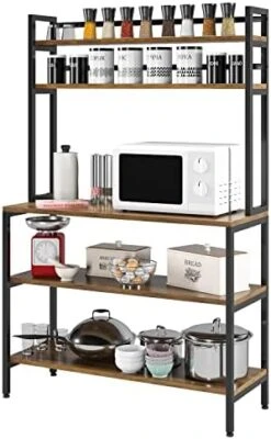 HITHOS Industrial 5-Tier Kitchen Bakers Rack With Hutch, Microwave Oven Stand With Shelves, Kitchen Hutch With Storage, Coffee Bar For Living Room, Utility Storage Shelf For Home Office, Rustic Brown -Safavieh Furniture 41mddve0rCL. AC