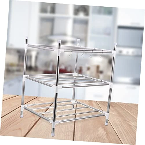 BUGUUYO 1pc Kitchen Storage Rack Metal Shelving Rack Metal Bakers Rack Adjustable Plant Stand Stainless Steel Storage Rack Countertop Shelf Organizer Seasoning Rack Kitchen Supplies Metal 2 BUGUUYO 1pc Kitchen Storage Rack Metal Shelving Rack Metal Bakers Rack Adjustable Plant Stand Stainless Steel Storage Rack Countertop Shelf Organizer Seasoning Rack Kitchen Supplies Metal - Image 2