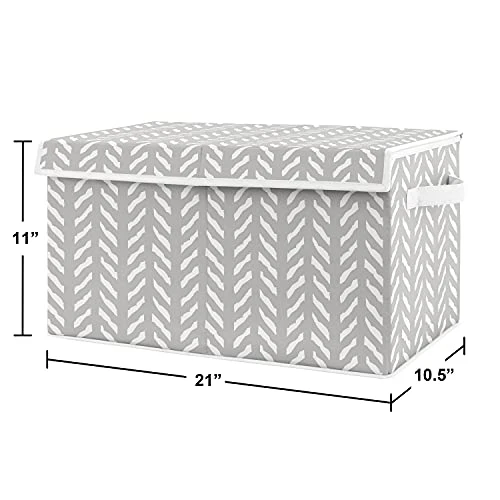 Sweet Jojo Designs Grey Boho Arrow Boy Or Girl Small Fabric Toy Bin Storage Box Chest For Baby Nursery Or Kids Room - Gray And White Herringbone For Woodland Forest Friends Collection 2 Sweet Jojo Designs Grey Boho Arrow Boy Or Girl Small Fabric Toy Bin Storage Box Chest For Baby Nursery Or Kids Room - Gray And White Herringbone For Woodland Forest Friends Collection - Image 2