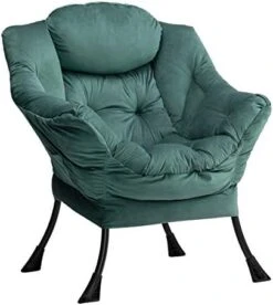 AbocoFur Modern Cotton Fabric Lazy Chair, Accent Contemporary Lounge Chair, Single Steel Frame Leisure Sofa Chair With Armrests And A Side Pocket, Thick Padded Back, Dark Atrovirens -Safavieh Furniture 41mfWlRv3AL. AC