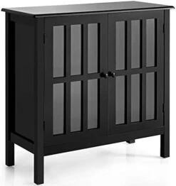 Tangkula Sideboard Buffet Storage Cabinet, Kitchen Storage Cabinet With 2 Glass Doors, Liquor Cabinet For Home Kitchen Dining Room, Cupboard Console Table, Curio Cabinet (Black) -Safavieh Furniture 41mh7cbAozL. AC 1