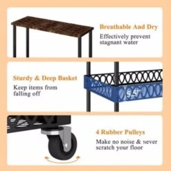 Avwmur Four Layer Kitchen Baker Rack, Vertical Microwave Oven Rack, Kitchen Storage Rack With Wheels, Suitable For Kitchens And Restaurants -Safavieh Furniture 41mmnCBkmdL