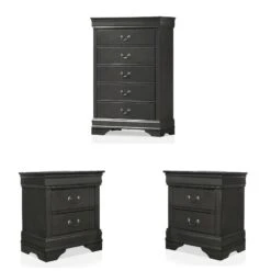 Furniture Of America Jussy 3-Piece Wood Gray Chest And 2-Nightstand Set