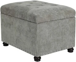 Joveco 24" Ottoman With Storage For Living Room Rectangular Fabric Tufted Bench Footrest - Light Grey -Safavieh Furniture 41mvzIdzQL. AC