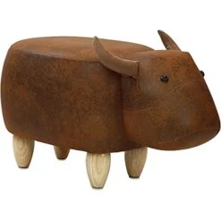 CRITTER SITTERS 14-in. Seat Height Brown Cow Animal Shape Ottoman - Furniture For Nursery, Bedroom, Playroom, And Living Room Decor