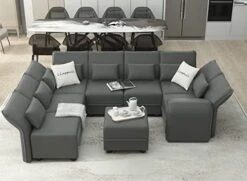 LLappuil Oversized Modular Sofa U Shape Sectional Sofa Set With Storage, Large Corner Sleeper Couch With Reversible Chaise, Faux Leather Fabric Waterproof Sofa, Dark Grey -Safavieh Furniture 41n4wIM3nL. AC 1