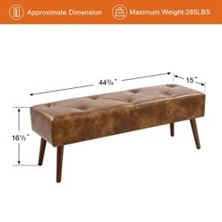 Furniliving 44 Inch Tufted Bench, Leather Footrest Stool Bedroom Bench Seat, Upholstered Tufted Beathable Fabrics Ottoman Bench With X-Shaped Wood Legs For Kitchen, Solid Wood Indoor Bench -Safavieh Furniture 41nDh4z5oEL