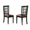 East West Furniture NIC-BLK-LC Nicoli Dining Room Chairs - Faux Leather Upholstered Wood Chairs, Set Of 2, Black