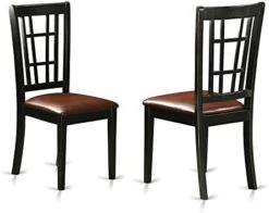 East West Furniture NIC-BLK-LC Nicoli Dining Room Chairs - Faux Leather Upholstered Wood Chairs, Set Of 2, Black -Safavieh Furniture 41nFO8eJUyL. AC