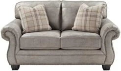 Signature Design By Ashley Olsberg Faux Leather Loveseat With Nailhead Trim And 2 Accent Pillows, Gray & Olsberg Faux Leather Ottoman With Nailhead Trim, Gray 16 Signature Design By Ashley Olsberg Faux Leather Loveseat With Nailhead Trim And 2 Accent Pillows, Gray & Olsberg Faux Leather Ottoman With Nailhead Trim, Gray -Safavieh Furniture 41nMeTmY6L. AC