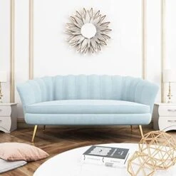Modern Velvet Accent Chair With Ottoman Set, Upholstered Tufted Barrel Chair Leisure Chair With Footrest And Metal Legs For Living Reading Room Bedroom Office (Light Blue) -Safavieh Furniture 41nTUZlAfL. AC