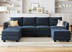 HONBAY Modular Sectional Sofa Convertible U Shaped Couch With Reversible Chaise Velvet Modular Sofa Sectional Couch With Storage Ottoman, Grey -Safavieh Furniture 41nW2c4If9L. AC