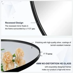 ANDY STAR Black Oval Mirror, 22x30 Oval Black Bathroom Mirror, Oval Vanity Mirror Matte Black Oval Mirrors For Bathroom Stainless Steel Metal Frame Pill Mirror Wall Mount Horizontal Or Vertical -Safavieh Furniture 41nYtNJy5WL