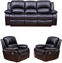 Betsy Furniture 2PC Bonded Leather Recliner Set Living Room Set, Sofa, Loveseat 8018 (Brown, Living Room Set 3+2) -Safavieh Furniture 41nai2AbBwL. AC