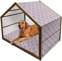 Ambesonne Sunflower Wooden Dog House, Continuous Pattern With Simplistic Cartoon Flowers, Indoor & Outdoor Portable Dog Kennel With Pillow & Cover, 2X-Large, Yellow Brown -Safavieh Furniture 41nanp4qLQL. AC