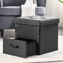 Otto & Ben 30" Storage Ottoman With SMART LIFT Top, Upholstered Tufted Bench, Foot Rest, Dark Grey -Safavieh Furniture 41nbE0uAENL. AC