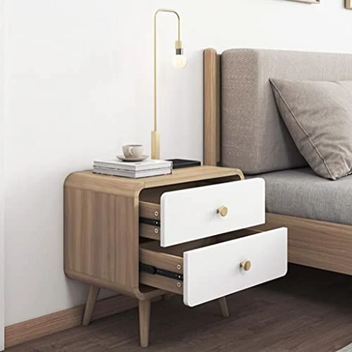 DITUDO Nightstands Round Corner Wooden Bedside Cabinet With 2 Drawers, Bedroom Living Room Bedside Cabinet, Log Color Bedside Cabinet (Color : Brown, Size : 40 * 48cm) 2 DITUDO Nightstands Round Corner Wooden Bedside Cabinet With 2 Drawers, Bedroom Living Room Bedside Cabinet, Log Color Bedside Cabinet (Color : Brown, Size : 40 * 48cm) - Image 2