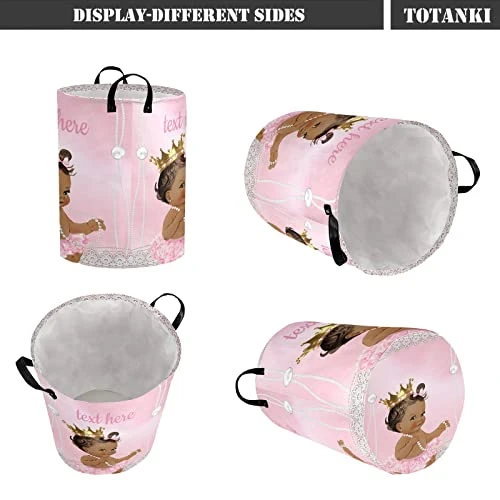 Custom Name Pearl Black Girl Storage Bin Waterproof Nursery Storage Basket With Durable Handles Dirty Clothes Hamper For Bedroom Bathroom 3 Custom Name Pearl Black Girl Storage Bin Waterproof Nursery Storage Basket With Durable Handles Dirty Clothes Hamper For Bedroom Bathroom - Image 3