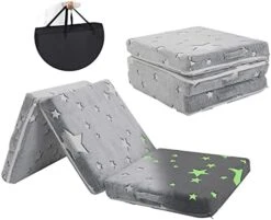 MeMoreCool Foldable Floor Mattress For Kids, Star Glow In The Dark Toddler Floor Nap Mat For Sleeping Daycare, Small Child Foldable Mattress Floor Bed, Trifold Futon Portable Tri Folding Mattress -Safavieh Furniture 41nrljJ36 L. AC