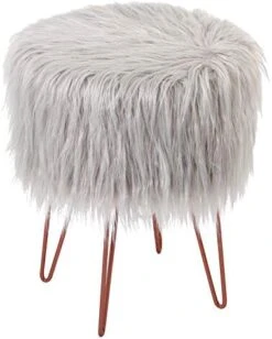 BIRDROCK HOME Silver Faux Fur Vanity Stool Chair - Soft Furry Compact Padded Seat - Vanity, Living Room, Bedroom And Kids Room Chairs - Hair Pin Metal Legs Upholstered Decorative Furniture Foot Rest 10 BIRDROCK HOME Silver Faux Fur Vanity Stool Chair - Soft Furry Compact Padded Seat - Vanity, Living Room, Bedroom And Kids Room Chairs - Hair Pin Metal Legs Upholstered Decorative Furniture Foot Rest -Safavieh Furniture 41nuxb7pNBL. AC