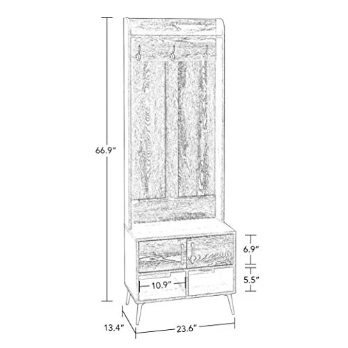 RiverRidge Tree Hall Bench, Dark Weathered Woodgrain 3 RiverRidge Tree Hall Bench, Dark Weathered Woodgrain - Image 3