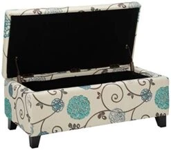 Christopher Knight Home Breanna Fabric Storage Ottoman, White And Blue Floral -Safavieh Furniture 41nwscPSTKL