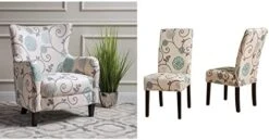 Christopher Knight Home Arabella Fabric Club Chair, White And Blue Floral 29.1D X 29.9W X 36.6H In -Safavieh Furniture 41nyO5v9yYL. AC 1