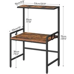 HOOBRO Microwave Oven Rack, Microwave Stand Countertop, Kitchen Countertop Shelf Organizer, Microwave Shelf With Hooks, Space Saver, For Kitchen, Living Room, Rustic Brown And Black BF09HB01 -Safavieh Furniture 41o1Rrk92kL