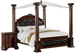Of America FOA Eckel 2pc Brown Cherry Solid Wood Bedroom Set - King + Nightstand -Safavieh Furniture 41o4dwMmTCL. AC 2