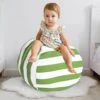 Creative QT Stuffed Animal Storage Bean Bag Chair - Stuff 'n Sit Organization For Kids Toy Storage - Toddler Size (27", Green/White Stripe)