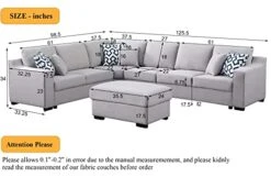Asunflower Sectional Couches For Living Room Modular Sectional Sofa Ottoman Set 6 Seater Fabric Grey Couches L Shape Sectional Furnitures For Apartment,Large (6 Pillows) -Safavieh Furniture 41o9rYEopdL