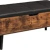 Usikey Storage Bench With Storage, Entryway Shoe Bench With Leather Seat, End Of Bed Bench Flip Top Storage Bench For Hallway, Living Room, Bedroom, Supports 220 Lb, Rustic Brown