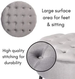 BIRDROCK HOME Tufted Round Grey Ottoman – Velvet Foot Stool – Mid Century Modern Steel Legs - Soft Compact Padded Stool - Living Room Or Bedroom – Vanity Chair - Decorative Furniture 12 BIRDROCK HOME Tufted Round Grey Ottoman – Velvet Foot Stool – Mid Century Modern Steel Legs - Soft Compact Padded Stool - Living Room Or Bedroom – Vanity Chair - Decorative Furniture -Safavieh Furniture 41oEG5xrkpL