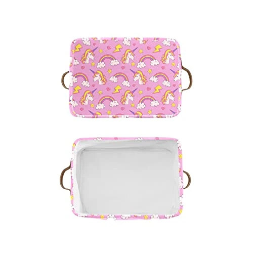 Dreamy Unicorns Rainbows Personalized Large Storage Box For Toy,Bathroom,Nursery,Home Kitchen Shelves,Custom Closet Decorative Storage Bins 1 Pack 3 Dreamy Unicorns Rainbows Personalized Large Storage Box For Toy,Bathroom,Nursery,Home Kitchen Shelves,Custom Closet Decorative Storage Bins 1 Pack - Image 3
