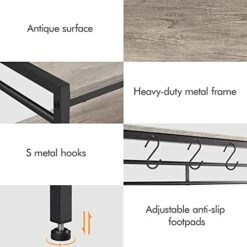 Topeakmart 4-Tier Kitchen Baker's Rack, Industrial Bakers Racks With High Display Shelf And 5 S-Shape Hooks, Microwave Oven Stand Kitchen Hutch With Shelves, Utility Storage Shelf Coffee Bar, Gray -Safavieh Furniture 41oMrg7yVuL