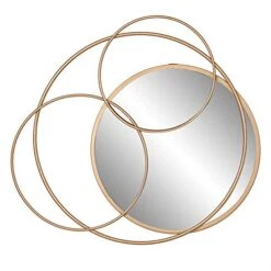 Patton Wall Decor Gold Metal Layered Circle Wall Accent Mirror, 22.5"