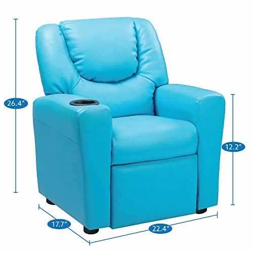 Naomi Home Kids Recliner Chair With Footrest & 2 Cup Holders, Push Back Toddler Recliner With Cup Holder, Microfiber Kids' Recliners For Age 3+, Kid Recliners For Girls Boys (Basic, Navy) 2 Naomi Home Kids Recliner Chair With Footrest & 2 Cup Holders, Push Back Toddler Recliner With Cup Holder, Microfiber Kids' Recliners For Age 3+, Kid Recliners For Girls Boys (Basic, Navy) - Image 2