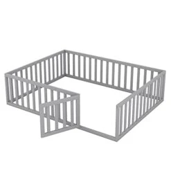 JUOFONE Queen Size Floor Bed Frame For Kids, Wood Montessori Floor Beds With Fence Rail For Boys Girls,(Gray,Twin Bed) -Safavieh Furniture 41oZzeEKbcL
