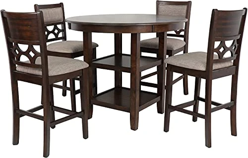 New Classic Furniture Mitchell 5-Piece Counter Set With 1 Table And 4 Chairs, Brown Cherry 2 New Classic Furniture Mitchell 5-Piece Counter Set With 1 Table And 4 Chairs, Brown Cherry - Image 2