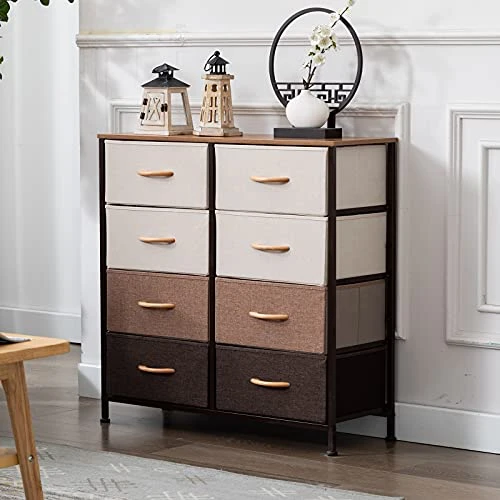 8 Drawers Dresser Organizer, Fabric Storage Tower & Chest For Bedroom Hallway Nursery Entryway With Sturdy Steel Frame Wood Top, Mixed Color 5 8 Drawers Dresser Organizer, Fabric Storage Tower & Chest For Bedroom Hallway Nursery Entryway With Sturdy Steel Frame Wood Top, Mixed Color - Image 5