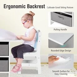 Costzon Kids Table And Chair Set, Wood Activity Table W/Toy Storage Baskets, Jigsaw Puzzle For Arts, Crafts, Reading, Children Playset Furniture For Preschool, Playroom, Toddler Table & Chair Set -Safavieh Furniture 41oe4eZLhuL