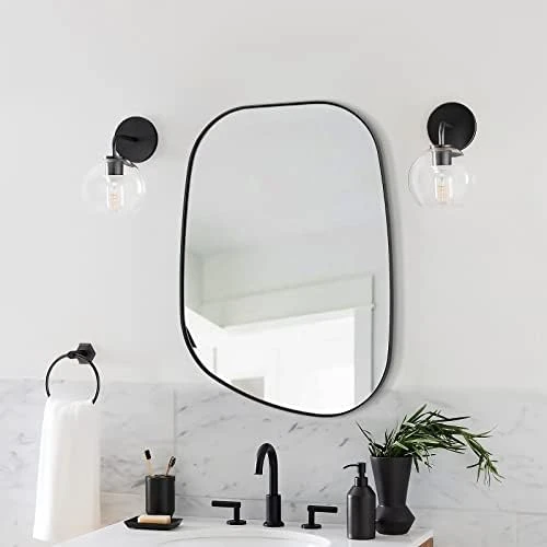 ANDY STAR Irregular Mirror Asymmetrical Mirror For Wall 24x36” Brushed Gold Bathroom Mirror, Modern Wall Mirror For Living Room Bathroom Vanity Framed Mirror Artistic Mirror 1” Deep Set Design 7 ANDY STAR Irregular Mirror Asymmetrical Mirror For Wall 24x36” Brushed Gold Bathroom Mirror, Modern Wall Mirror For Living Room Bathroom Vanity Framed Mirror Artistic Mirror 1” Deep Set Design - Image 7