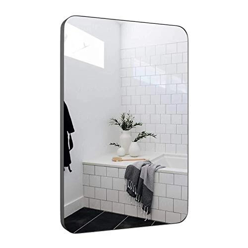 UPLAND OAKS Large Bathroom Mirrors For Wall - Modern Rectangular Mirror With Seamless Metal Mirror Frame - Easy To Install, Mounting Hardware Included (Silver, Slim Lip 36"x24") 2 UPLAND OAKS Large Bathroom Mirrors For Wall - Modern Rectangular Mirror With Seamless Metal Mirror Frame - Easy To Install, Mounting Hardware Included (Silver, Slim Lip 36"x24") - Image 2
