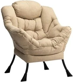 AbocoFur Modern Cotton Fabric Lazy Chair, Accent Contemporary Lounge Chair, Single Steel Frame Leisure Sofa Chair With Armrests And A Side Pocket, Thick Padded Back, Dark Atrovirens -Safavieh Furniture 41ow4N7qDML. AC