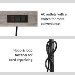 Topeakmart Industrial Kitchen Baker's Rack With Power Outlet, Utility Storage Shelf Unit With Wire Basket And Wine Storage, Coffee Bar Table Organizer With 10 Hooks, Gray -Safavieh Furniture 41oxRhpI2uL 1