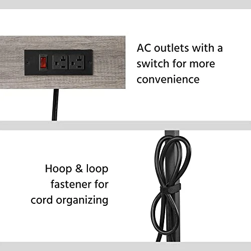 Yaheetech Kitchen Bakers Rack With Power Outlet, 36.5" W Microwave Oven Stand Kitchen Storage Rack With Hooks For Dining Room, Kitchen Organizer Shelves For Spices, Pots And Pans, Gray 5 Yaheetech Kitchen Bakers Rack With Power Outlet, 36.5" W Microwave Oven Stand Kitchen Storage Rack With Hooks For Dining Room, Kitchen Organizer Shelves For Spices, Pots And Pans, Gray - Image 5