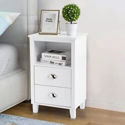 Simple And Modern 2 Drawers Cabinet Bedside Table, MDF Spray Paint High Legs Bedside Table, For Living Room, Bedroom, Hallway, Entryway Nightstand -Safavieh Furniture 41oyNBCDu6L